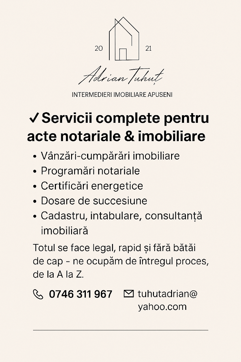 Adrian Tuhuț intermedieri imobiliare APUSENI