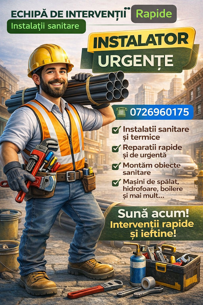 INSTALATOR URGENȚE SECTOR 6 , PT. ABONAȚI ȘI ASOCIAȚIILOR DE LOCATARI